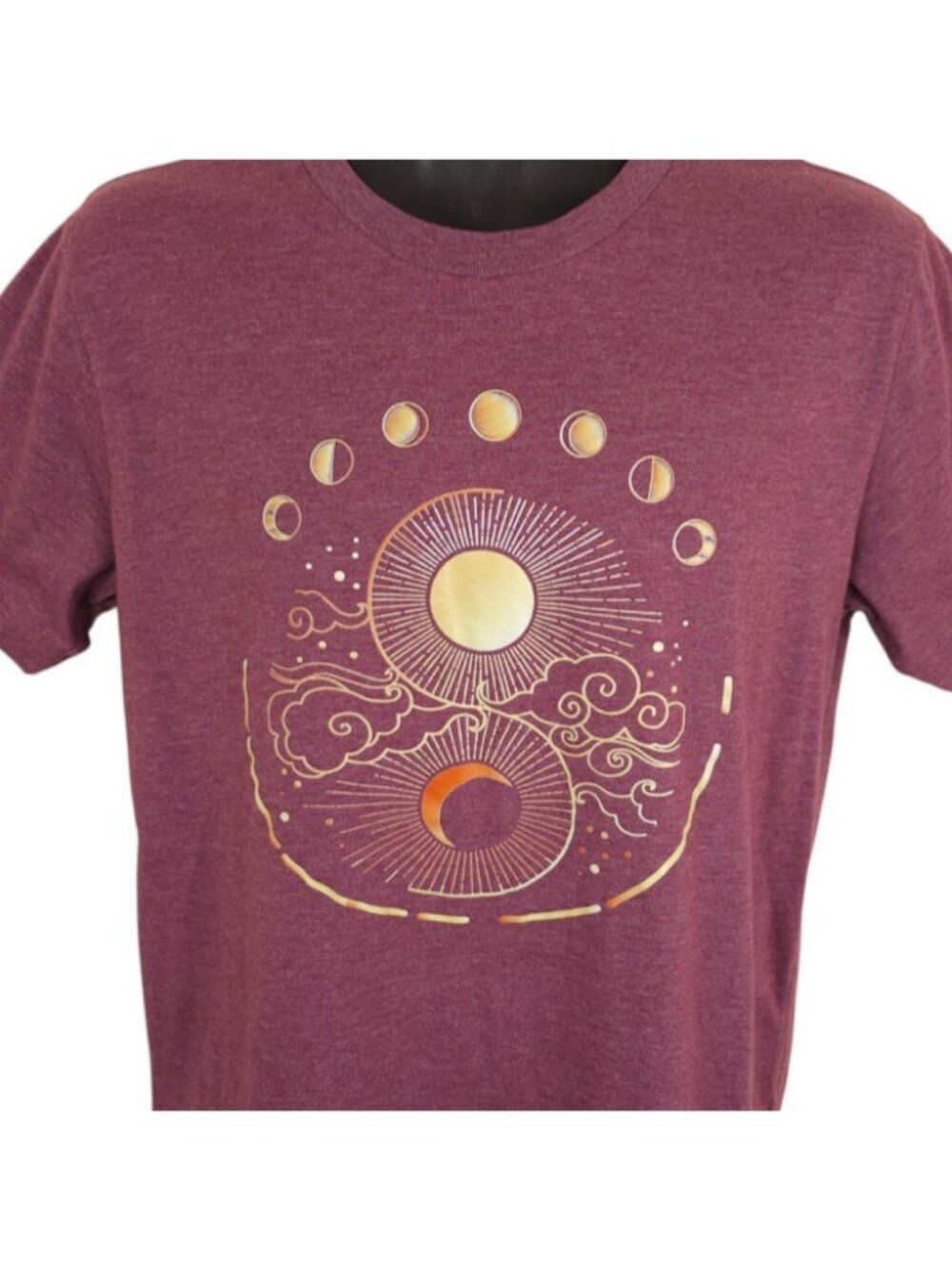 Mystic Moon Sun T Shirt Mens Size Medium Red Moon Phases Astrology Celestial